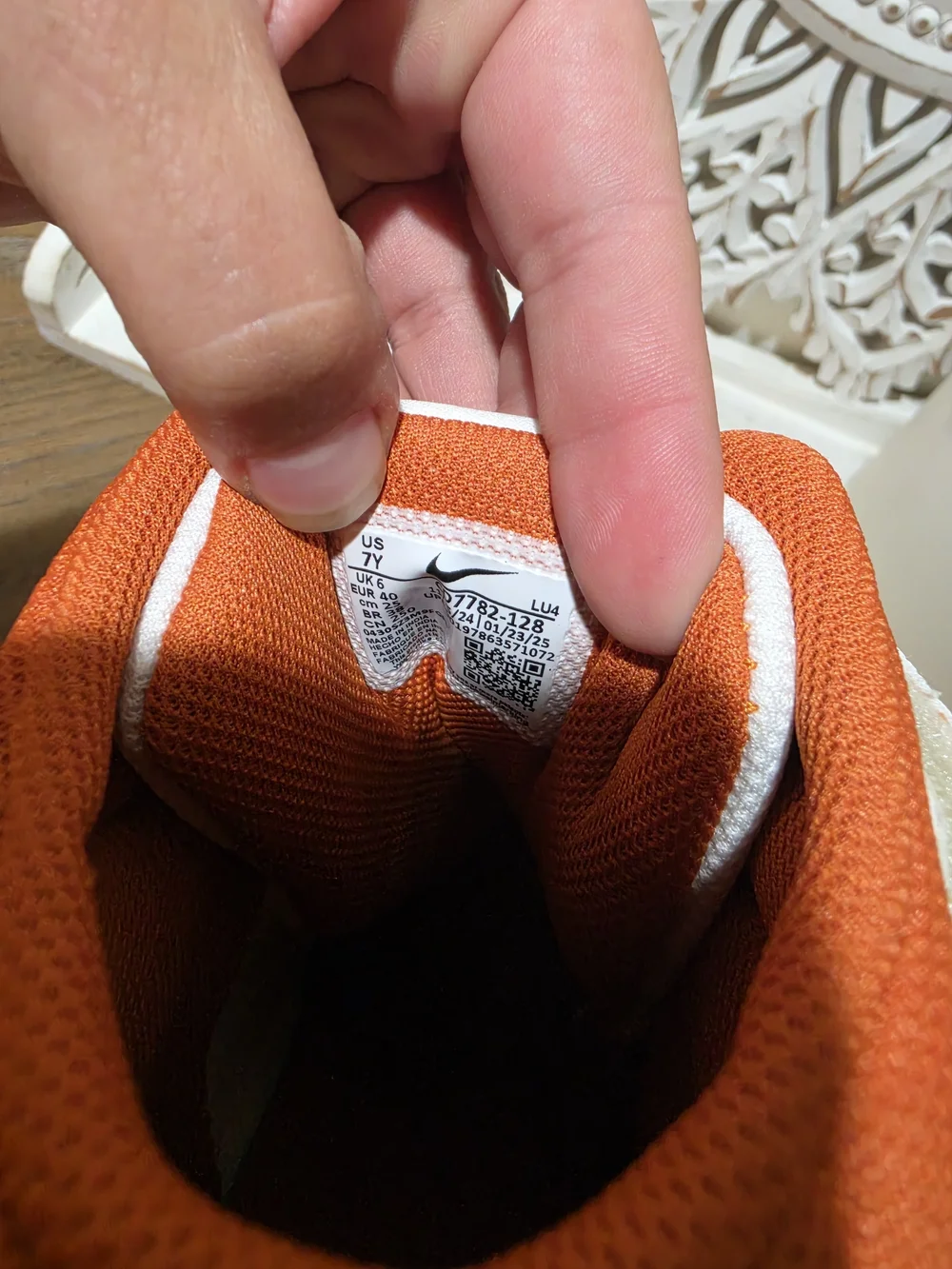 Nike Kids' Orange and White High-Top Sneakers 7Y NWOT